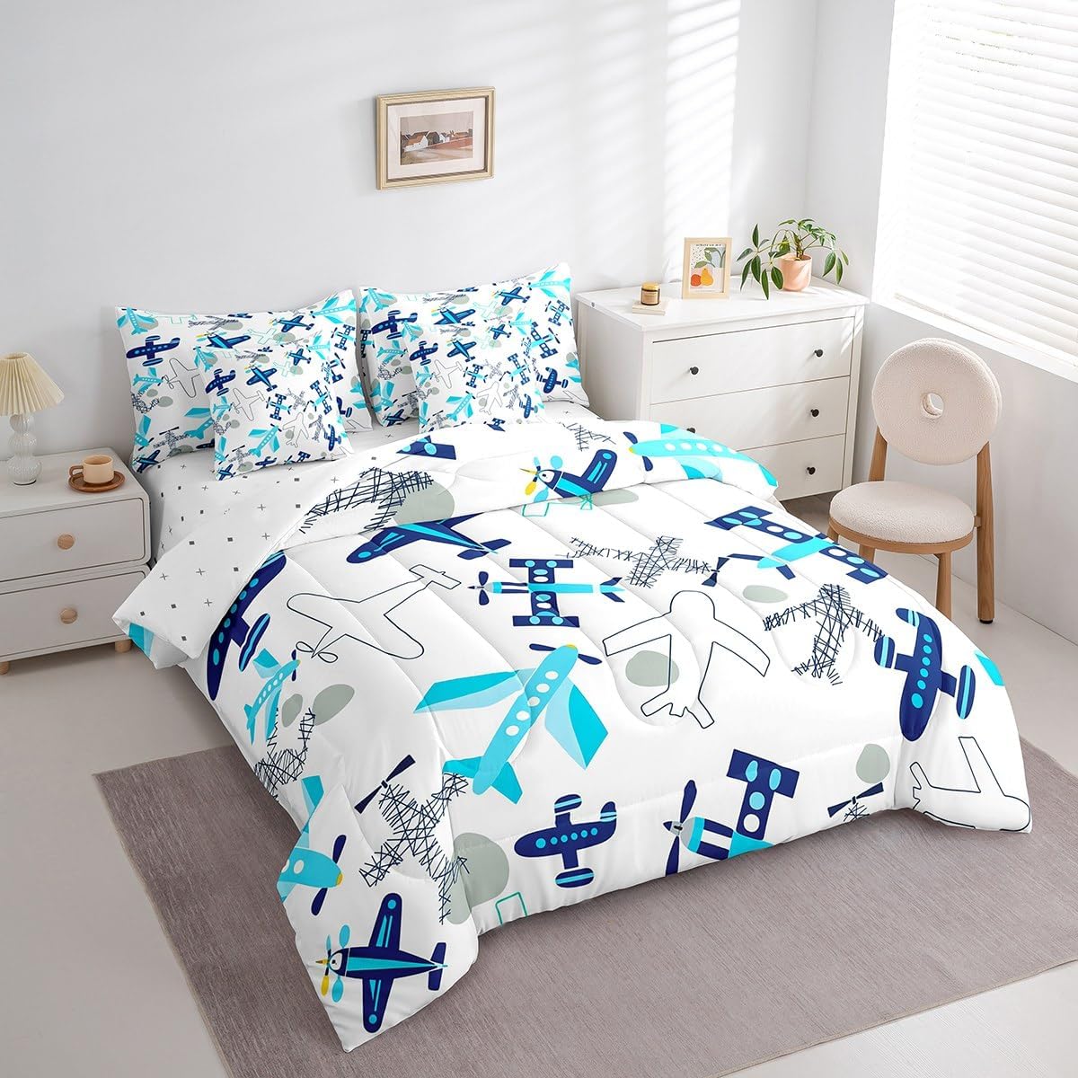 Erosebridal Chemistry Comforter Set with Sheets Full Size Periodic Table of Elements Bed in A Bag 7 Piece Science Chemistry Lovers Bedding Set for Kids Boys Children Bedroom Modern Black Bed Sets