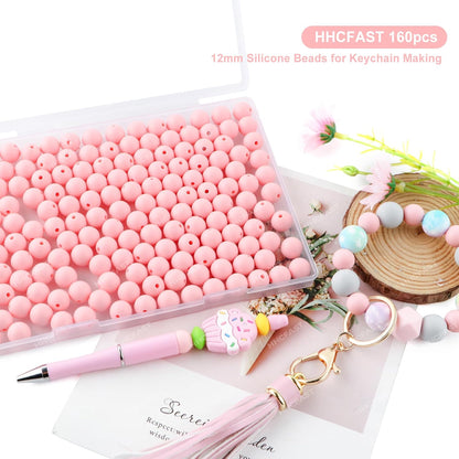 65Pcs 19mm Silicone Beads for Keychain Making Bracelet Necklace, Bulk Round Silicone Beads for Pens（Christmas Green） - Colors A