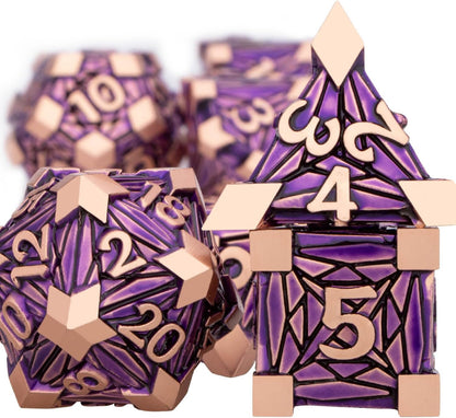 7PCS Metal DND Dice Set with Box, Debris RPG Blue White D and D Dice for D&D Tabletop Games Role Playing Game Polyhedral Dice Set D20 D12 D10 D8 D6 D4