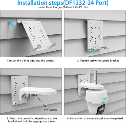 Vinyl Siding Mount for AOSU SolarCam D1 SE/Lite/Max,eufy Solocam S340/E30,Reolink Argus PT 3MP/4MP/5MP/2K/4K/8MP,ANSQUE Security Cameras (GU01/SA01), Cinnado B6 Security Camera Kit (White)
