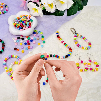 500PCS 8mm Acrylic Lentil Beads, White Abacus Beads Loose Beads for Crafts, Acrylic Spacer Beads for Jewelry Bracelet Necklace Making, Beads for Pens Charms Crafts, Small