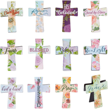 Magnetic Christian Bookmarks - Magnetic Cross Page Holders for Bibles - Inspirational Bookmarks for Women - Page Magnets for Your Bible - 2.25 x 1.6 in, Pack of 12, Multicolor