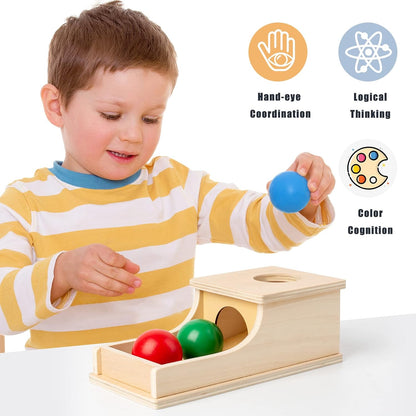 Busy edition Montessori Toys for Babies 6-12 Months Object Permanence Box Wooden Ball Drop Toy Play for 6 Month 1 2 3 Year Old Toddlers Infant Early Age Toy