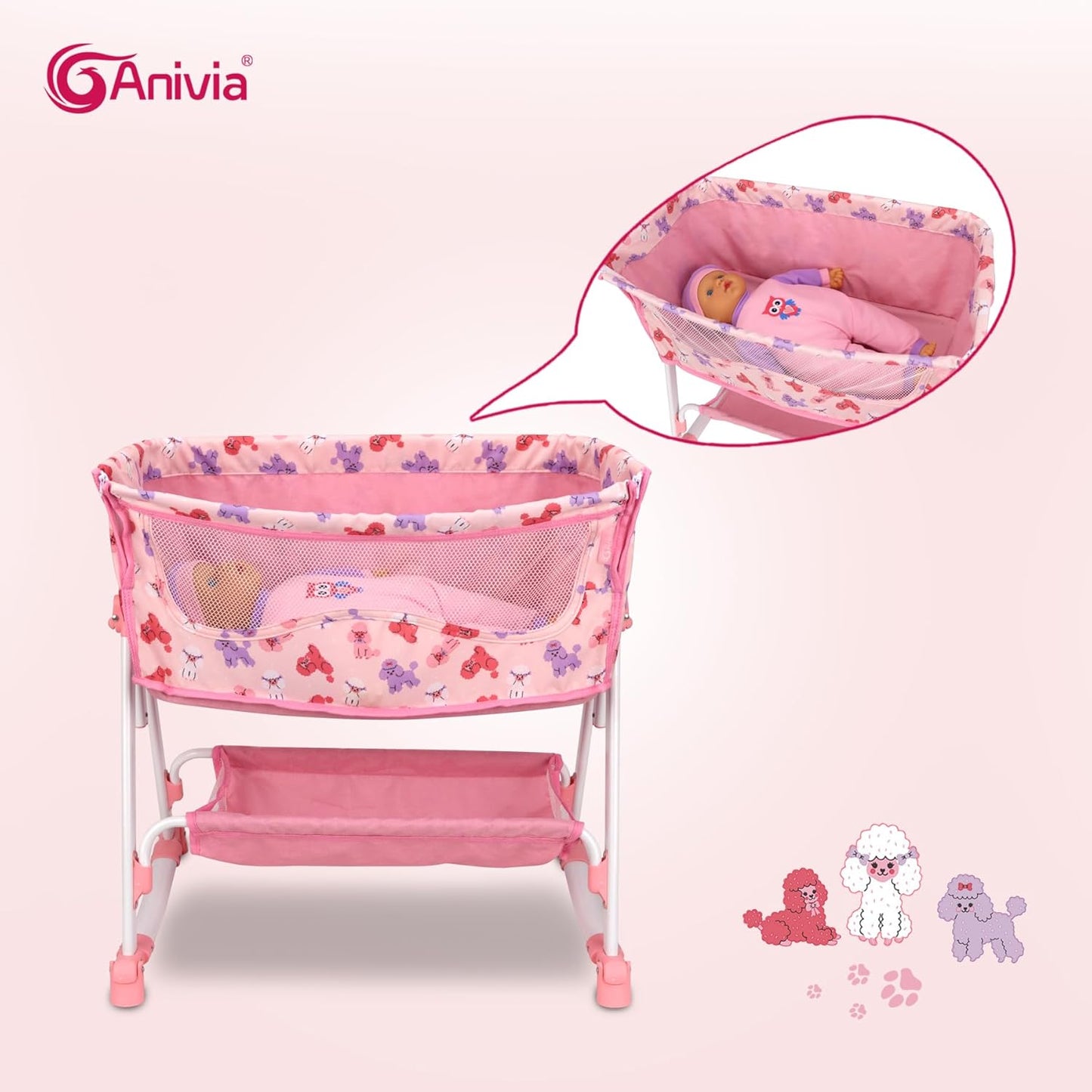 Anivia Stroller Toy Collection Doll Stroller Baby Doll Accessories for Toddlers 1-3Heart Design Gifts for Toddlers and Girls Toy Stroller