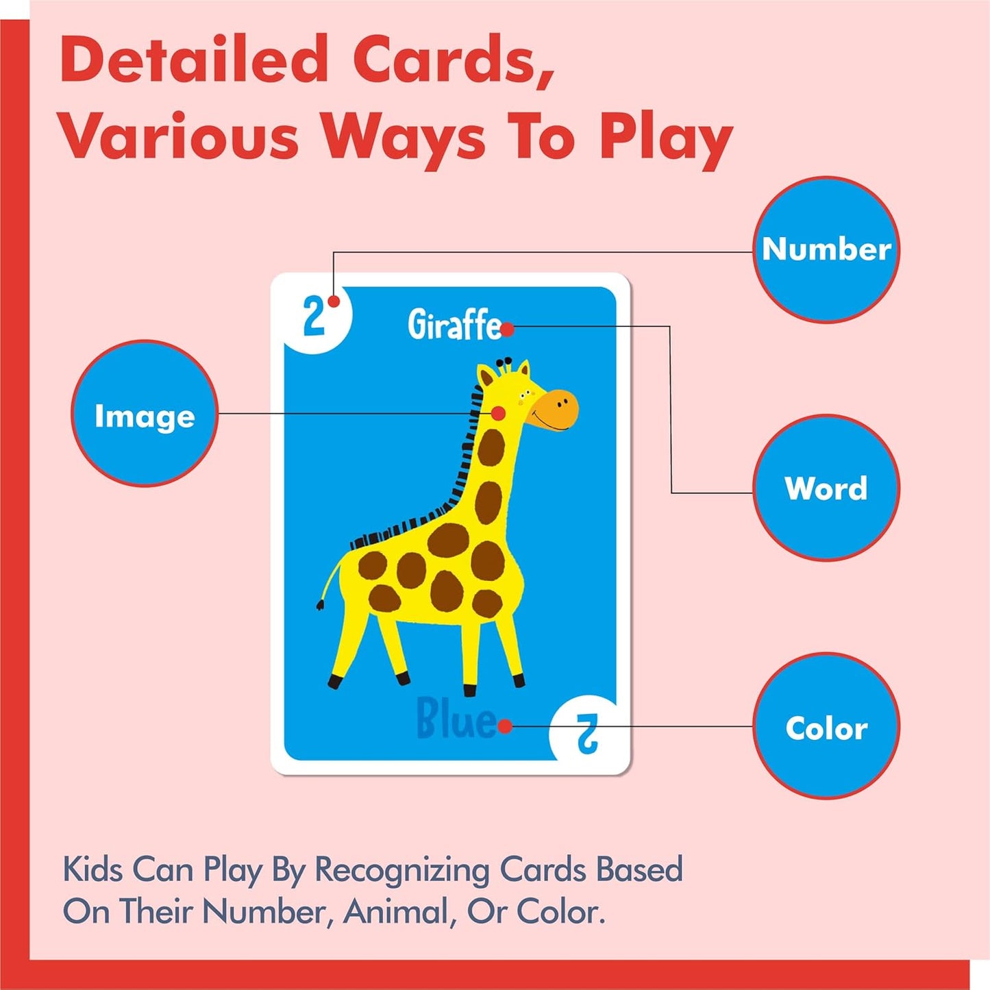 Animal Go Fish Card Game, 48 Animal Themed Cards with Word, Color, Number-Letters Fun Memory Matching Game for Kids Learning, Party Game, Family Gathering, Game Night, Classroom Activities