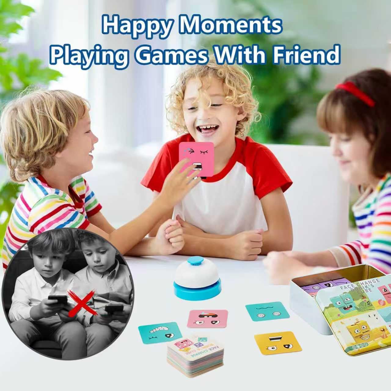 Face Changing Building Block Word Spelling Game Two-Piece Set，Wooden Expression Letter Puzzle Cubes Board Game,for Kids Ages 3+ Boys and Girls Educational Toy Gifts.