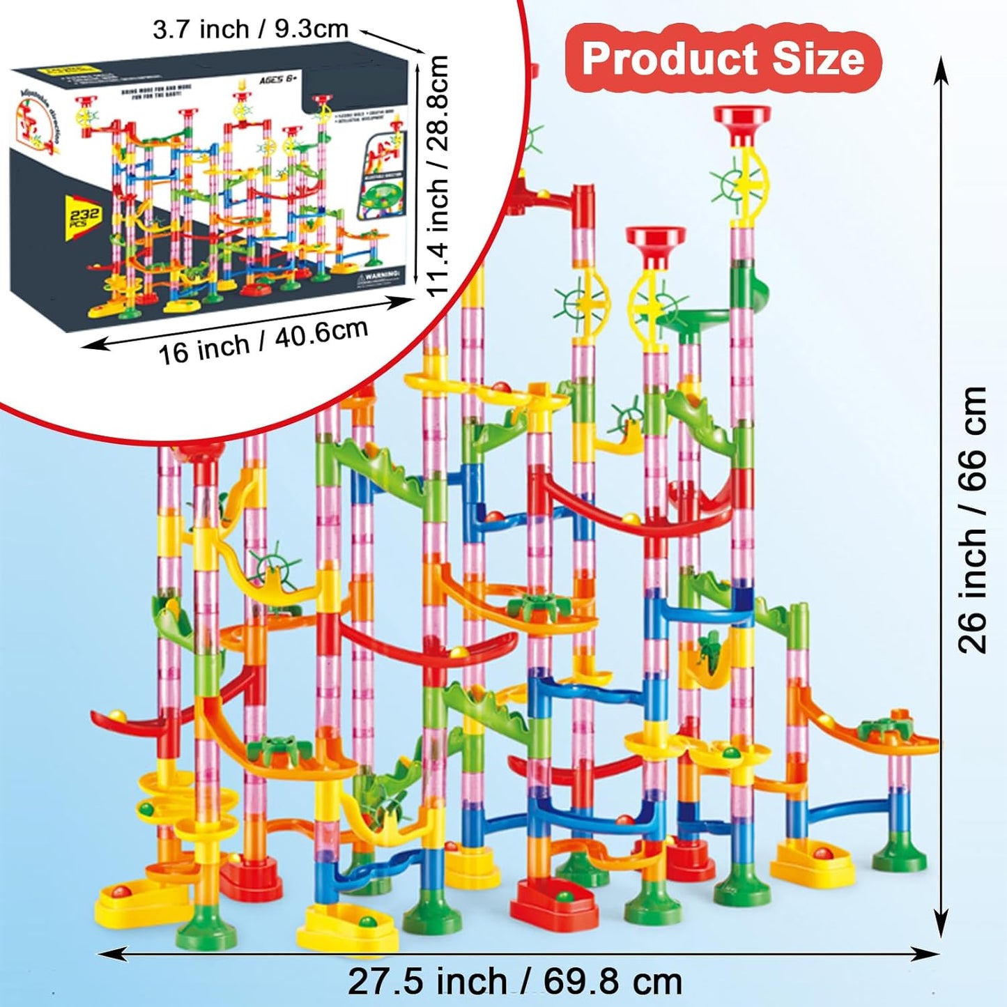 232 PCS Marble Toy Premium Set,STEM Educational Building Block Toy,Marble Track Race Set with 45 Marbles for Boys & Girls,Construction Building Blocks Toys for Kids