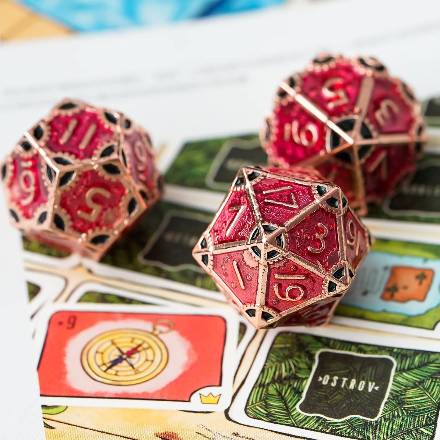 UDIXI Steampunk Metal Dice Set, 7 Die Polyhedral DND Dice Set for D&D Role Playing Game and Math Teaching (Ancient Copper)