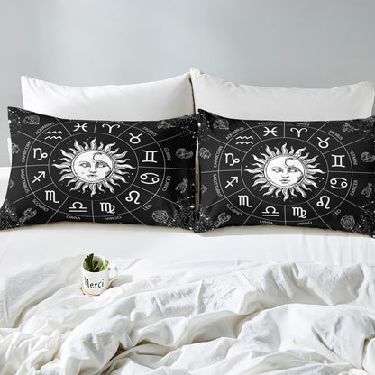 Manfei Musical Kids Fitted Sheet Full Size, MusicalGuitar Radio Drum Kit Headset Print Bedding Set 3pcs for Boys Girls, Rock Music Bed Cover with 2 Pillowcases, Soft Polyester Bedding, No Top Sheet