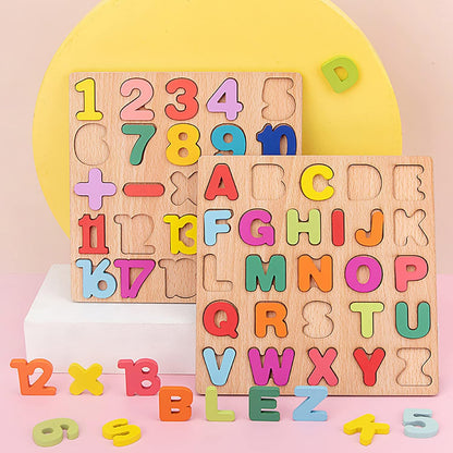Wooden Puzzles for Toddlers, 3pack Alphabet Shape Puzzles for Kids 3 Wooden Montessori Toddler Alphabet Number Shape for Kids 3 Years Old Boys & Girls