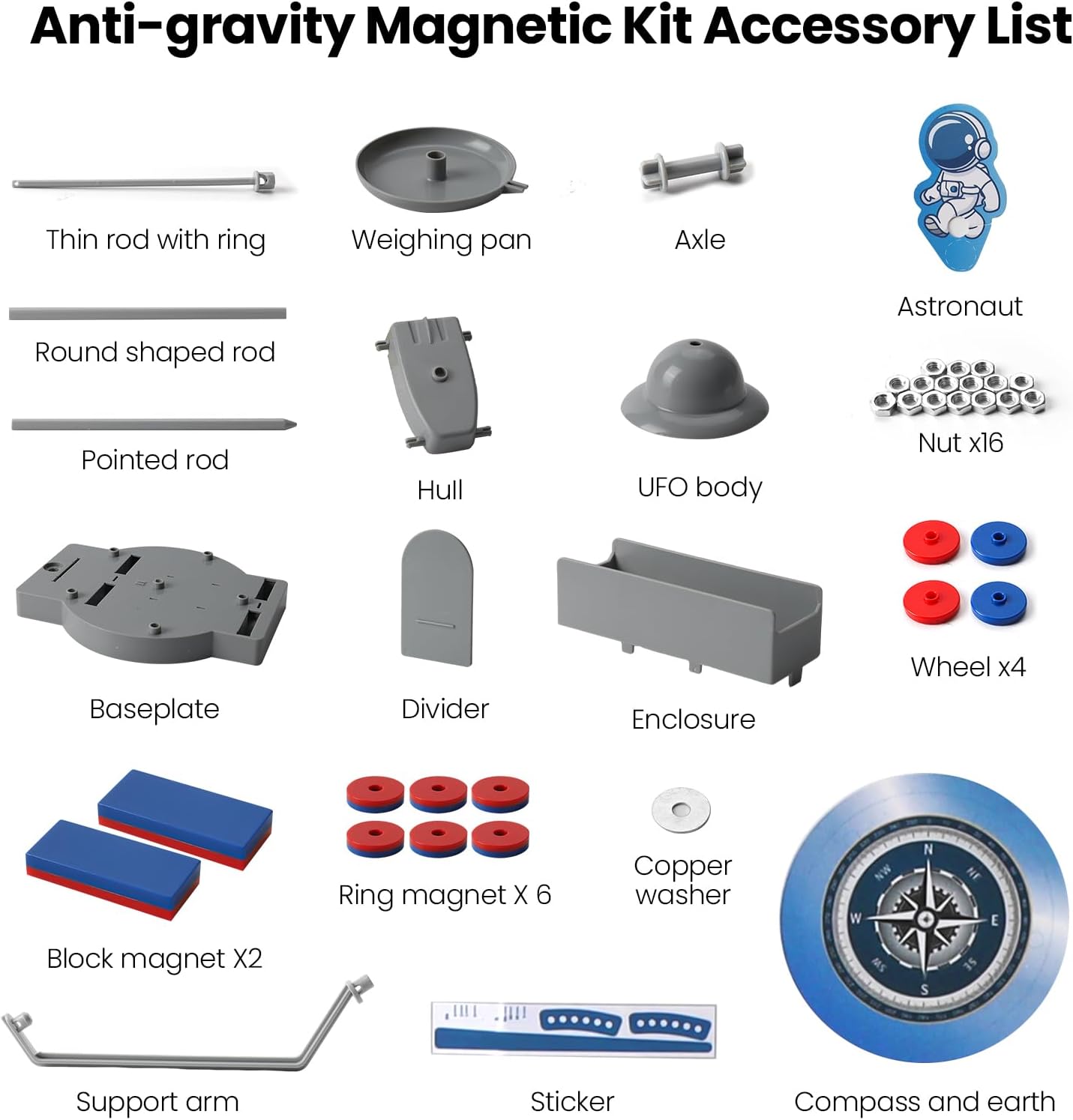 12-in-1 Anti Gravity Magnetic Levitation Science Kit Toy for Adolescent,Educational Physics Magnet Toys Gift for Kids Boys Girls Ages 8+