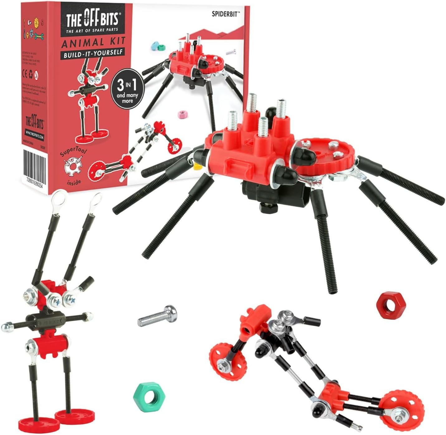 The Off Bits Erector Set: Animal Mini STEM Toys for Kids 6+, Toy Building Sets with Nuts & Bolts, STEM Building Toys Gifts for Boys and Girls (Blue Elephant)