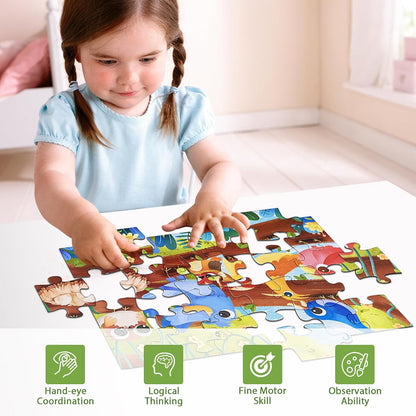 Jumbo Floor Puzzle for Kids, Large Jigsaw Puzzles 24 Piece for Kids Ages 3-5,Preschool Learning & Education Toys, Gifts for 4-8 Year Old Boys and Girls (Jungle Animals)
