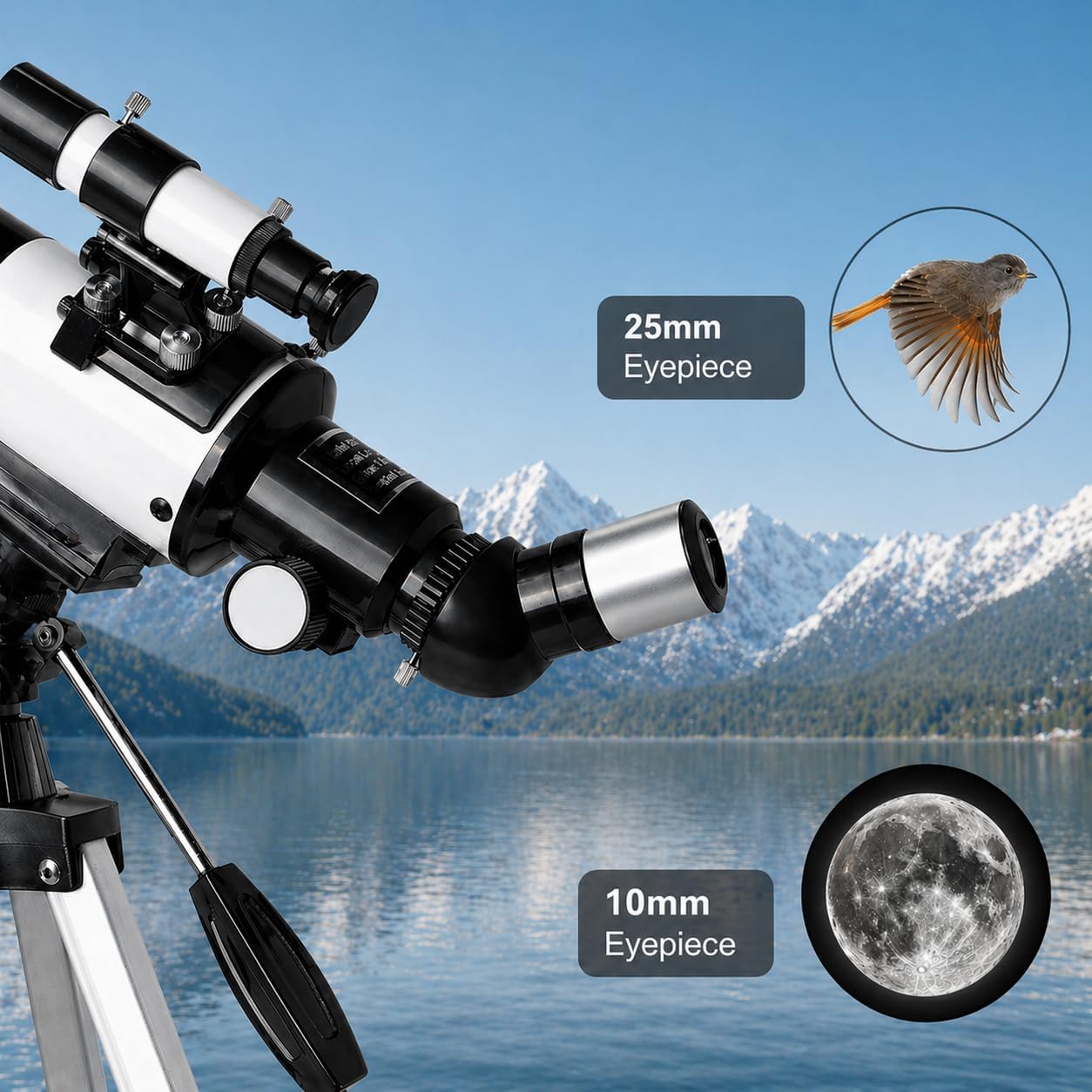 Koolpte Telescope 70mm Aperture 500mm - for Kids & Adults Astronomical Refracting Telescopes AZ Mount Fully Multi-Coated Optics, with Diagonal Mirror Phone Adapter, Carrying Bag, Wireless Remote Black
