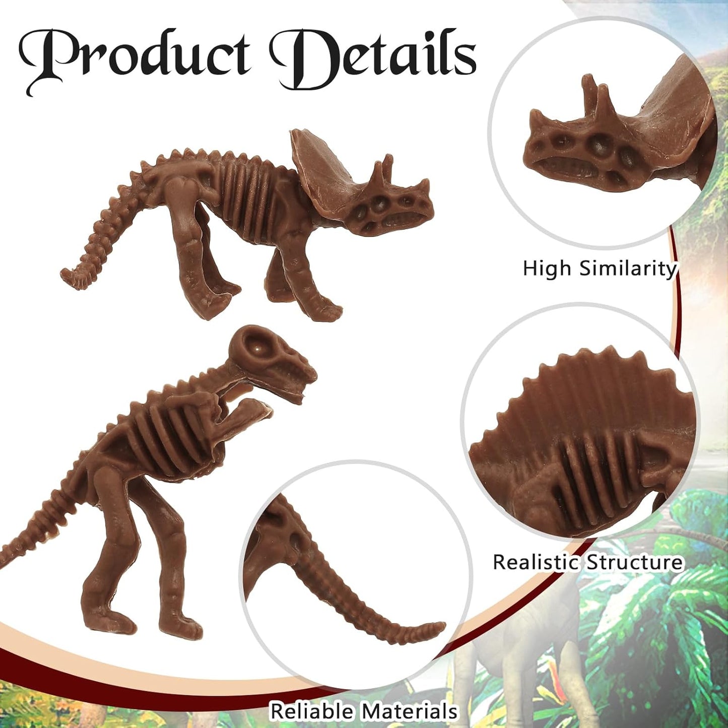 60 PCS Dinosaur Fossil Skeletons, Assorted Dinosaur Skeleton Toys Figures for Science Play Dino Sand Dig Party Favor Decorations