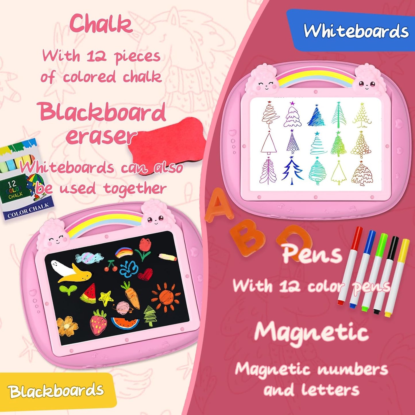 Cokzer Gift for 1-2 Year Old Girls, Toddler Girl Toys with Magnetic Letters and Numbers, Learning and Educational Toys for 1 2 Year Old, Girls Birthday (Unicorn Pink)