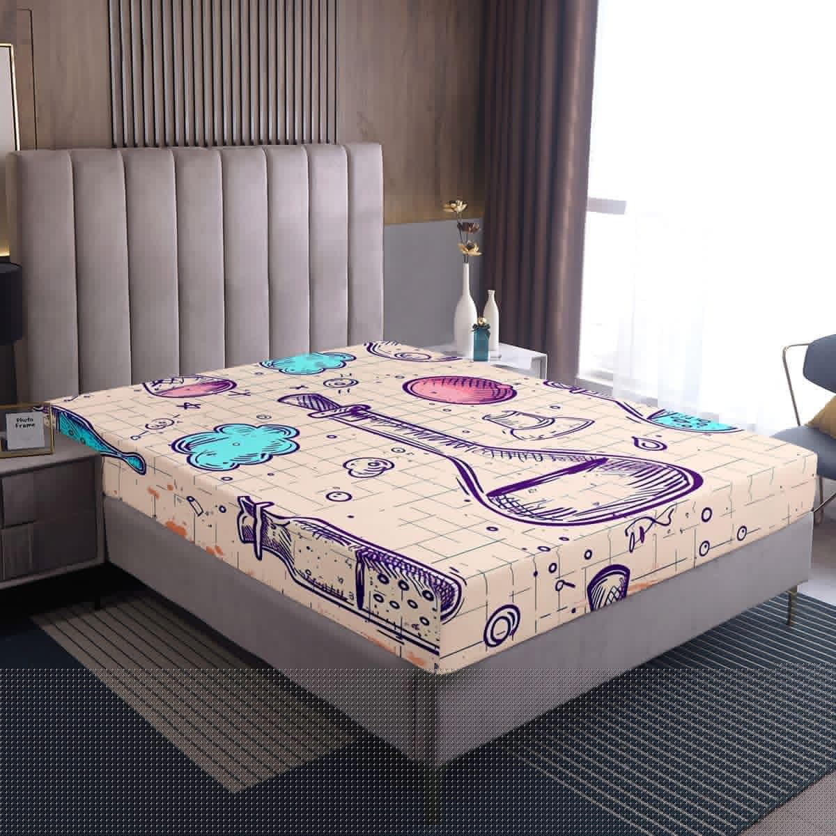 Erosebridal Chemistry Lab Fitted Sheet Twin Size Chemical Equation Bed Sheets for Boys Girls Chemical Elements Science Theme Bed Set Teens Kids Science Students Bedding Set School Dorm Room Decor