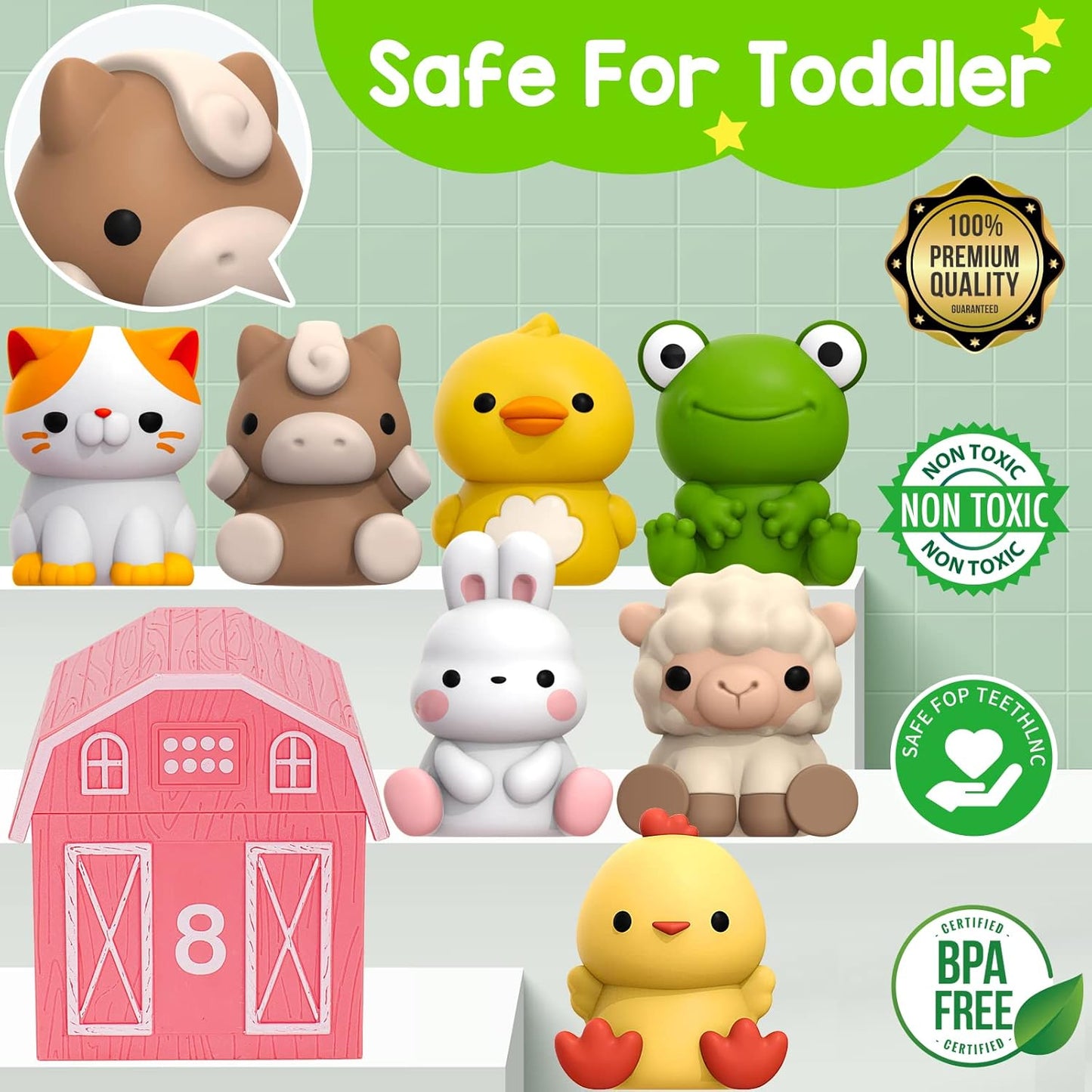 Learning Toys for 1,2,3 Year Old, 20 Pcs Safari Animals Toy, Counting Skill, Color Matching, Montessori Toys, Christmas Birthday Easter Educational Gift for Baby Toddler Boys Girls Age 12-18 Months