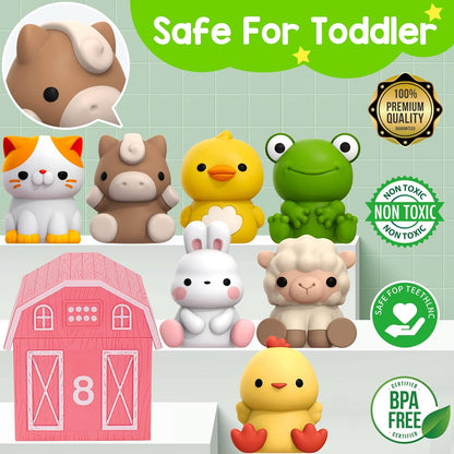 Learning Toys for 1,2,3 Year Old, 20 Pcs Safari Animals Toy, Counting Skill, Color Matching, Montessori Toys, Christmas Birthday Easter Educational Gift for Baby Toddler Boys Girls Age 12-18 Months