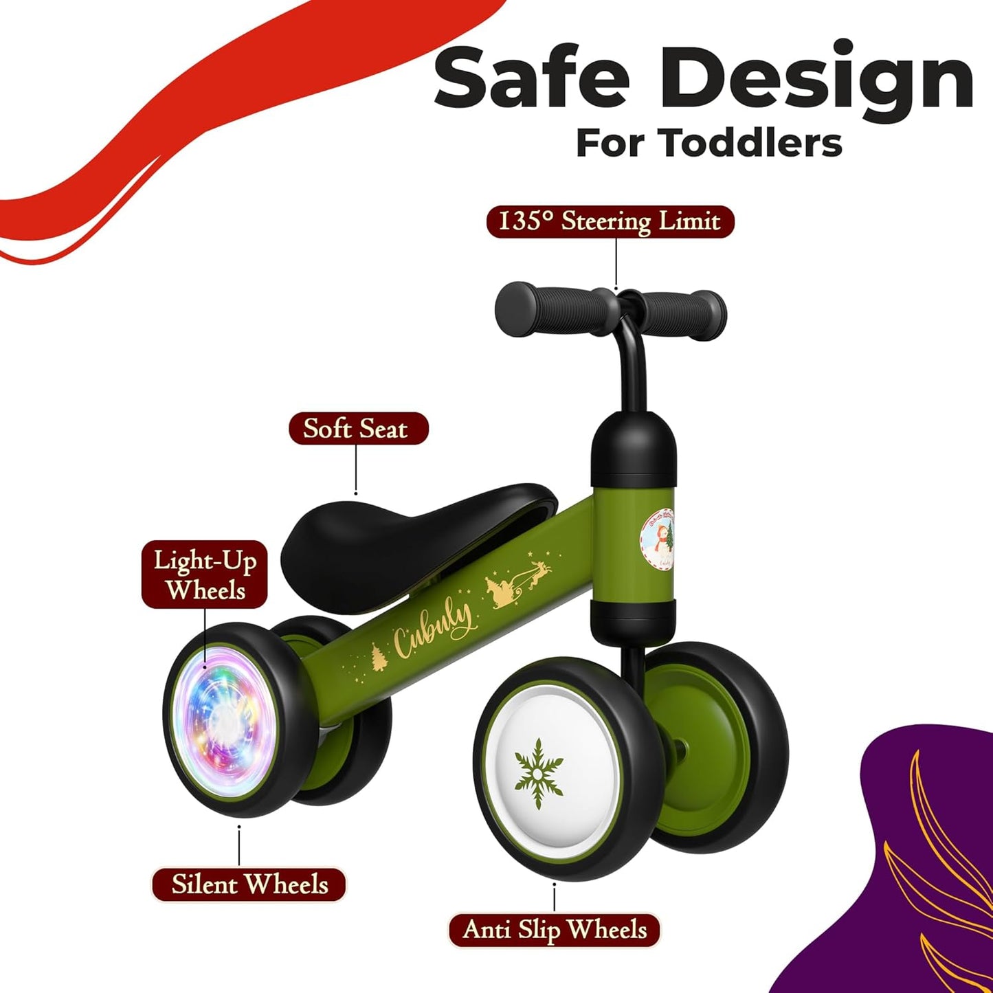 Baby Balance Bike for 1-3 Year – First Birthday Boy Girl Gifts 12-36 Month Mini Bike|Colorful Lighting Wheels|Ride on Toys |Toddler Balance Bike 1-3 Indoor/Outdoor Bike