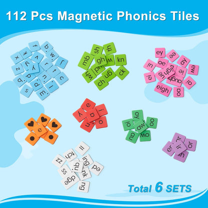 Set of 6 Classroom Magnetic Letter Tiles for Phonics and Spelling, Bulk Letter Tiles Alphabet Magnets Kids STEM Phonics Manipulatives for Students Teachers, Kindergarten to 3rd Grade Preschool