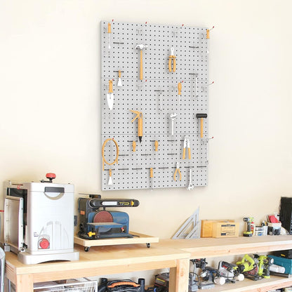 TORACK 3 PCS Metal Pegboard Panels(12x24 inch) for Wall Garage Tools Storage Pegboard for Workbench, Modular Peg Board Tool Organizer Board Kit(Pack of 3, Orange)