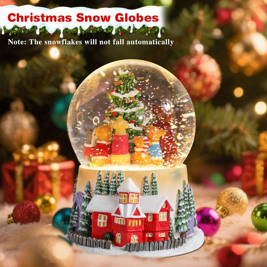 VCUTEKA Christmas Snow Globe, Lighted Musical Snow Globes with 6 Puppies Around Christmas Tree, Battery Operated Snow Globes for Kids Gift and Holiday Home Décor