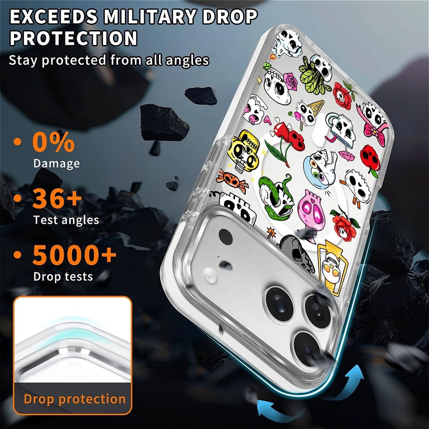 for iPhone 17 Pro Max Case [Compatible with Magsafe],Girls Women Clear Magnetic Case Silicone Shockproof Protective Cover with Pattern Colorful Motivational Letters