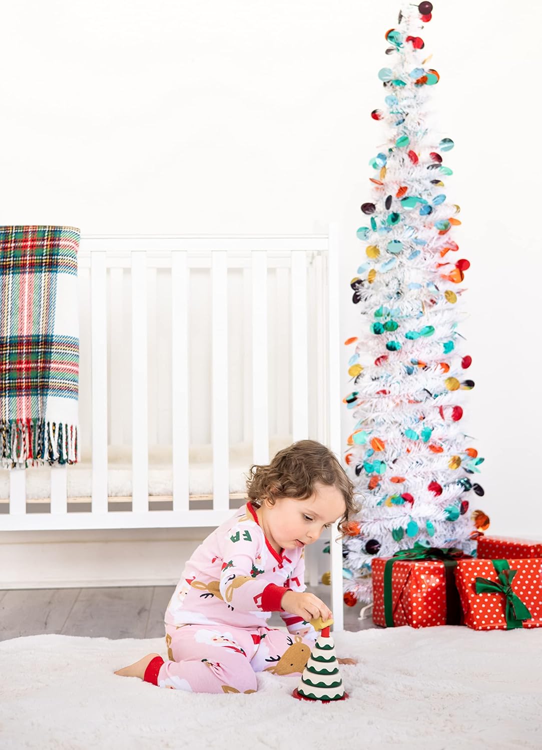 Pearhead Christmas Tree Stack Toy - Holiday Nursery Décor and Stacking Rings for Baby