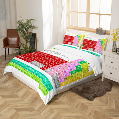 Feelyou Periodic Table of Elements Duvet Cover Educational Bedding Set for Kids Boys Girls Teens Study Comforter Cover Chemistry Bedspread Cover 2Pcs Zipper Twin Size (No Comforter)