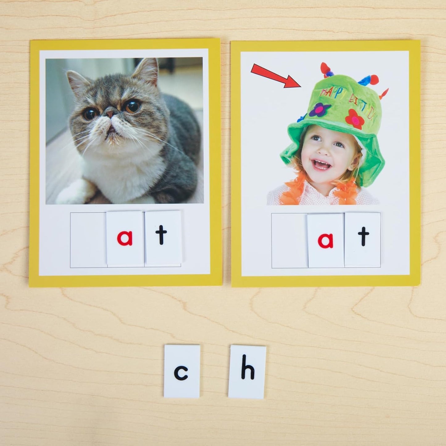 Really Good Stuff EZread CVC Make-A-Word Photo Card and Letter Tile Kit - 47 Cards, 73 Letter Tiles