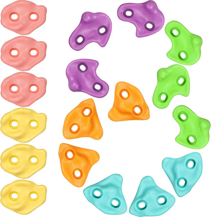 TOPNEW 12PCS Climbing Holds for Kids, Rock Wall Climbing Kit with Hardware for Indoor and Outdoor Climbing Wall, Pastel Color
