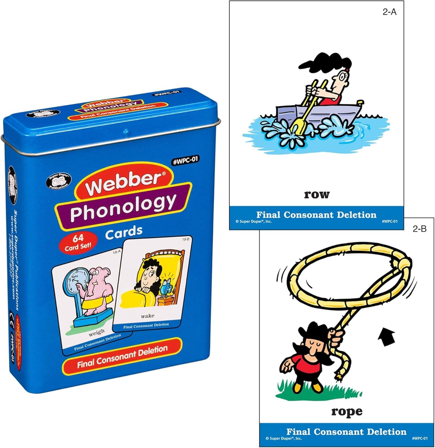 Super Duper Publications | Webber® Illustrated Phonology Final Consonant Deletion Minimal Pair Card Deck | Educational Learning Resource for Children