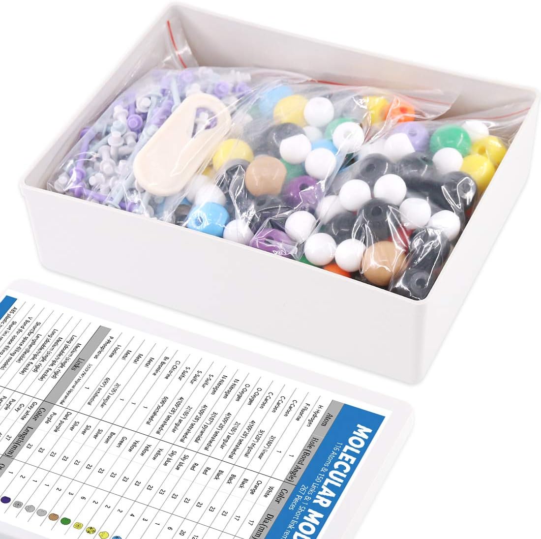 Swpeet 125 Pcs Molecular Model Kit for Inorganic & Organic Molecular Model Teacher and 16 Years and Over Student Kit - 54 Atoms & 70 Links & 1 Short Link Remover Tool - Science Toys
