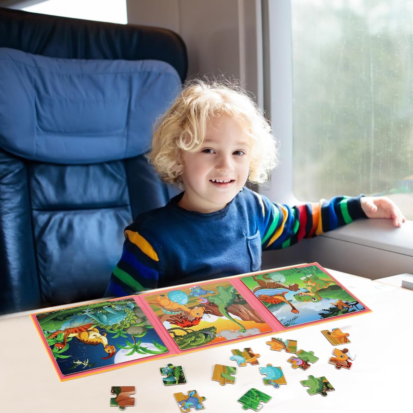Magnetic Puzzles for Kids Ages 4-6, 20-Piece Toddler Travel Toys Unicorn Princess Puzzles Ages 3-5, Educational Learning Magnets, Ideal Road Trip Activities Toys for 3 4 5 6 Boys and Girls