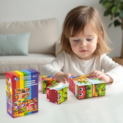 Pairez Toys 3D Magnetic Cubic Jigsaw Puzzle Toys for Toddlers, Large Building Blocks Cubes 1.65 Inches, Sensory & Montessori Toys for Kids 3-5