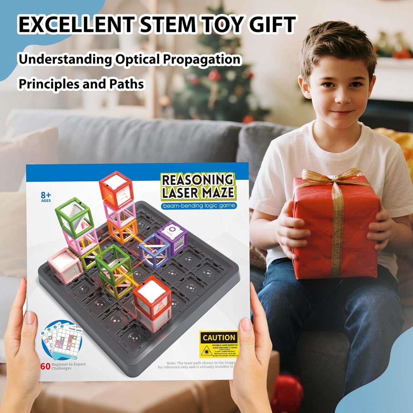 Laser Maze - STEM Logic Toys for Ages 8-13, 60+ Challenges Puzzle Games, Great 8-13 Years Old Children Gift to Develop Spatial Imagination Problem-Solving Concentration, Team/Solo Play