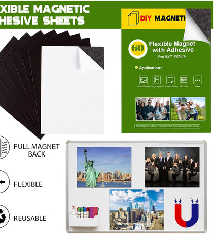 Adhesive Magnetic Sheets for Letter Size 8.5x11 (Pack of 8),Magnet Sheets with Self-Stick Adhesive for Home/Classroom/Office,Easy Cut DIY Paper Craft Magnet
