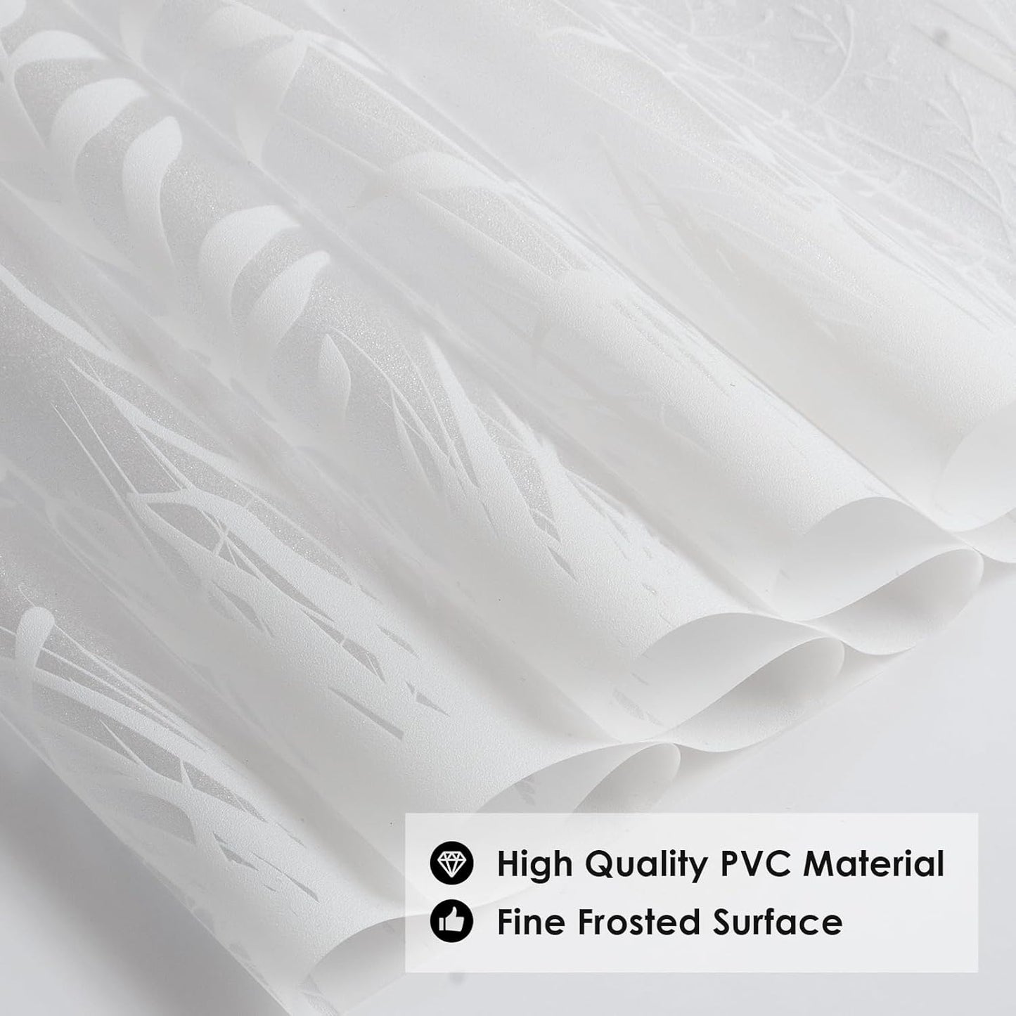 DKTIE Window Privacy Film Flowers Pure White Pattern Stained Glass Window Film Decorative Frosted Glass Window Film Sun Blocking Heat Control Static Cling (A274, 17.5" x 78.7")