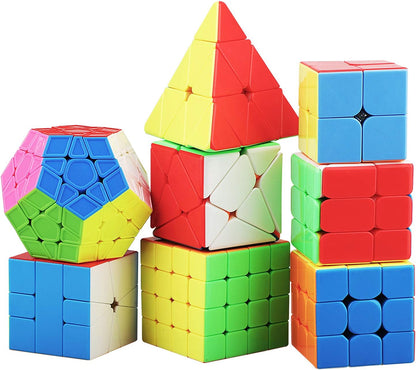 STEAM Life Speed Cube Set, Speed Cube Set of 2x2 3x3 4x4 Megaminx and Pyramid Cube Smoothly Stickerless Magic Cubes Collection for Kids & Adults