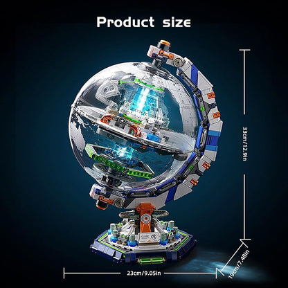 Space Station Globe Building Set for Adults- 1793 Pcs Globe Display Model with Illumination Modes 360° Rotatable LED Educational Stem Toys Graduation Birthday Gifts for Boys Teen Home Decor