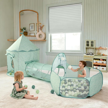 Tiny Land Play Tunnel and Ball Pit for Toddlers, 5pcs Indoor Playground - Foldable Pop Up Tents with Carry Bag, Outdoor Playhouse with Crawling Toys & Play Tent, Gift for Boys and Girls