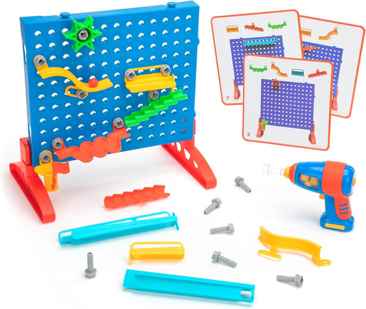 Educational Insights Design & Drill Marble Maze - STEM Building Toys for Kids, Marble Run Set with Electric Drill Toy, STEM Toys & Physics Games, Gifts for Boys and Girls Ages 5+