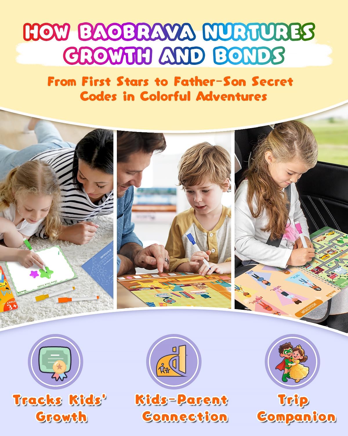 Baobrava Search and Find Book and Handwriting Practice Books Set, More Than 50+ Preschool Learning Activities for Toddler and Kids 3-8, Travel Games for Road Trip Car Airplane