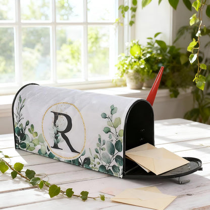 Tiamon Monogrammed L Mailbox Covers Magnetic Eucalyptus Welcome Letter Box Wrap Standard Size 21x18 Inch Spring Summer Leaves Mailbox Decor Eucalyptus Letter Numbers Decoration for Outdoor Garden Yard