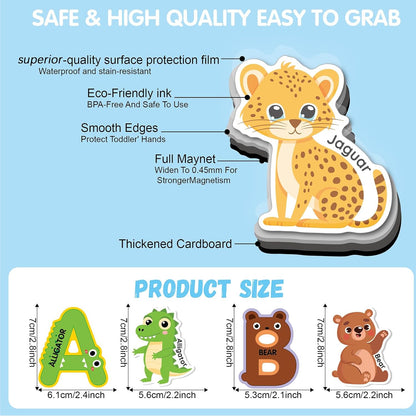 Magnetic Letters and Numbers for Fridge, Cute Colorful Animal Alphabet 26 Uppercase Letters 0-9 Numbers, Fridge Magnets Set for Learning Spelling Girls