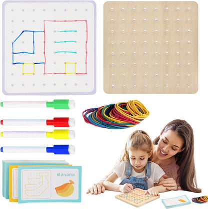 Geo Boards for Classroom | Math Shapes for Boys | Math Manipulative Education for Kids with Challenge Cards for Creating Geometric Shapes, STEM