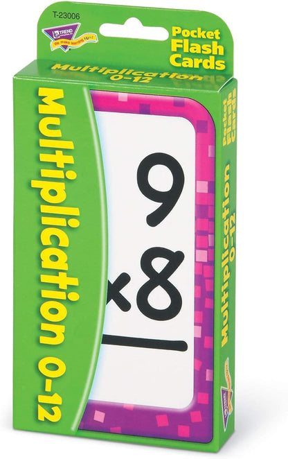 Trend Enterprises: Multiplication 0-12 Pocket Flash Cards, Great for Skill Building and Test Prep, 56 Self-Checking Cards Included, Master 104 Equations and Increase Math Skills, for Ages 6 and Up