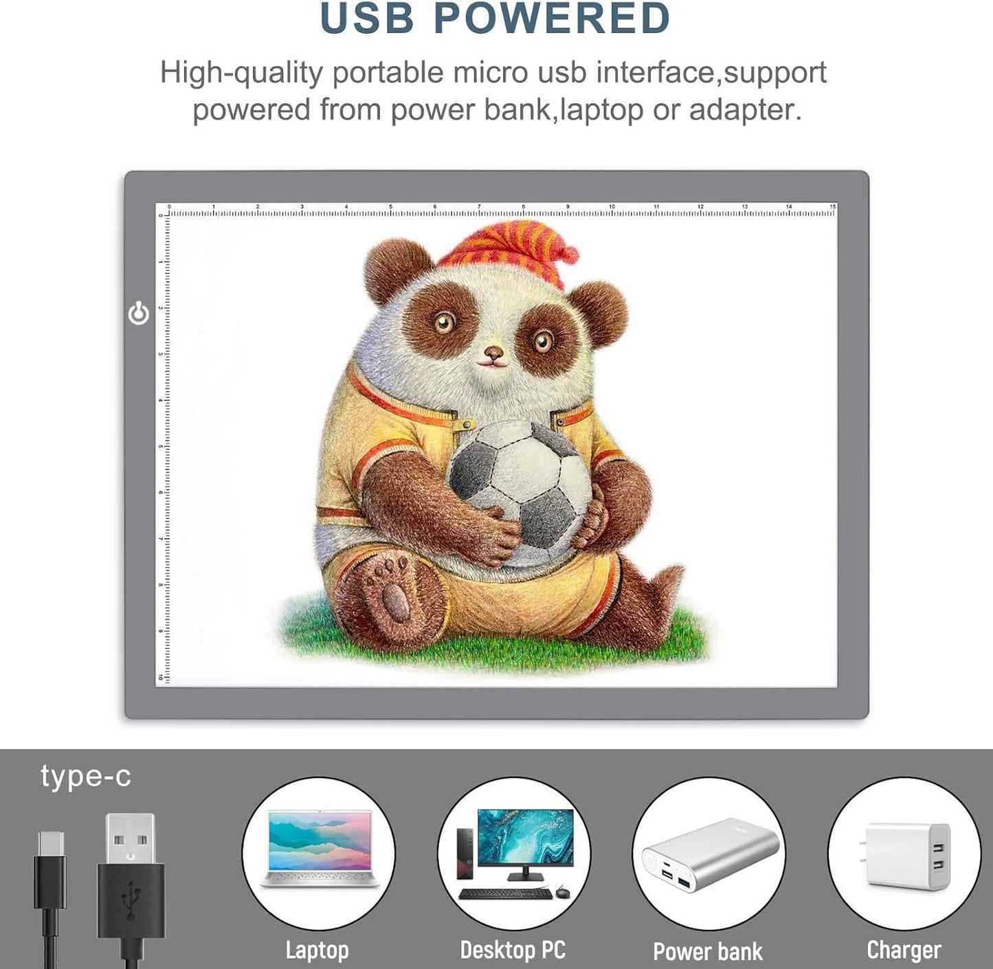 LitEnergy A4 LED Copy Board Light Tracing Box, Adjustable USB Power Artcraft LED Trace Light Pad for Tattoo Transferring, Drawing, Sketching, Animation, Stenciling, Diamond Art Painting Accessories