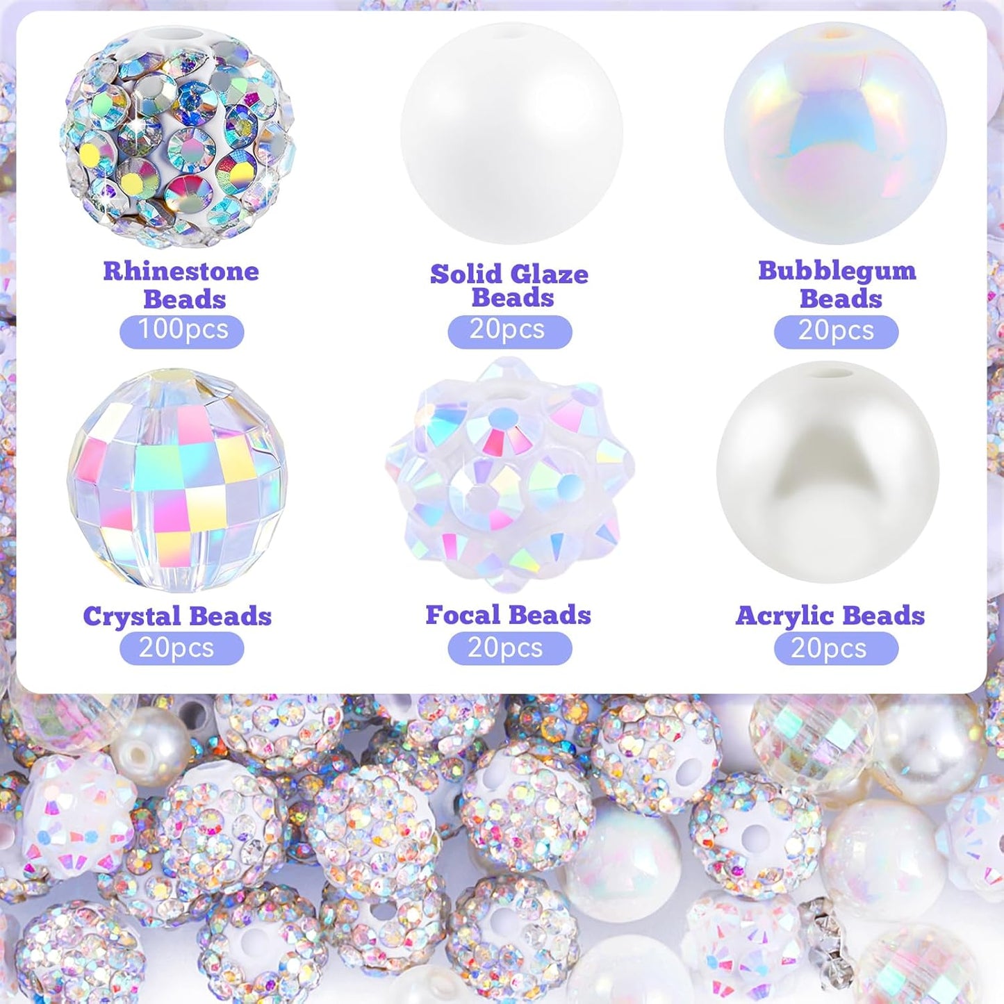 300 Pcs Diamonds Beads for Jewelry Making, Included 10 mm Red Rhinestone Beads for Bracelets, Bubblegum Bead for Pen Making, Pearl and Spacer Bead for Bracelet Necklace Earring Crafting
